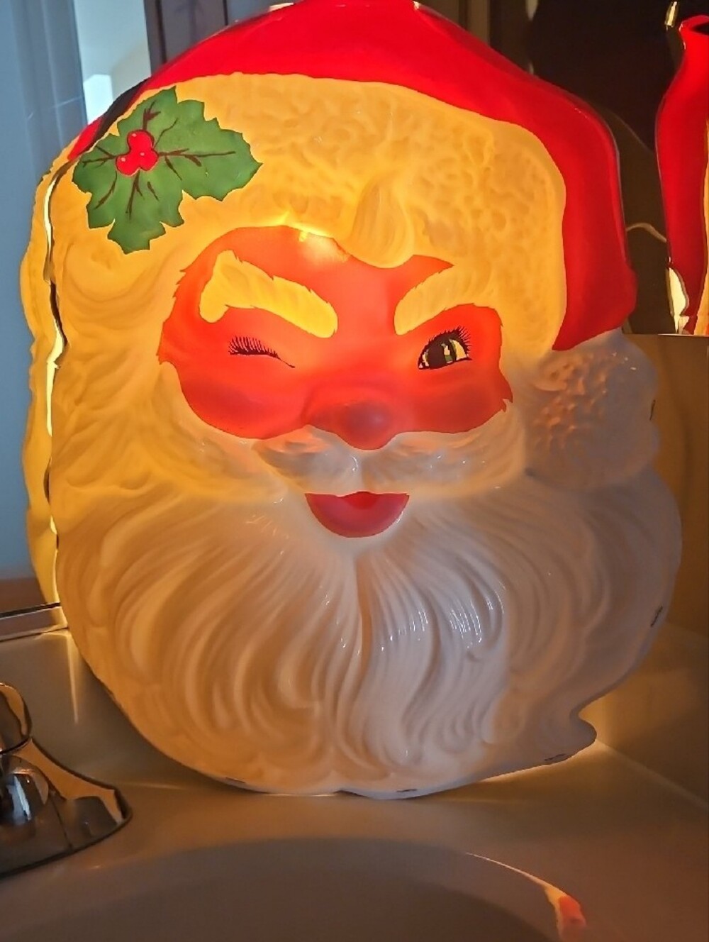 Vintage Noma Light Up Plastic Winking Santa